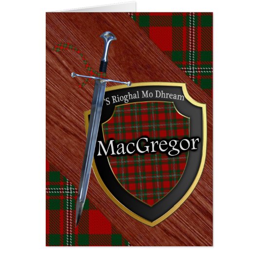 Clan MacGregor Tartan Scottish Shield & Sword Cards (Front)