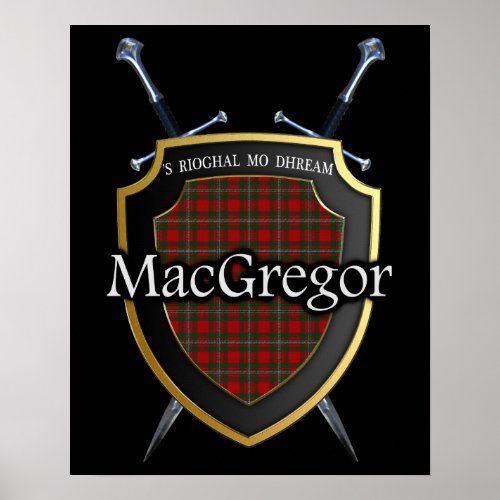 Clan MacGregor Tartan Scottish Shield  Swords Poster