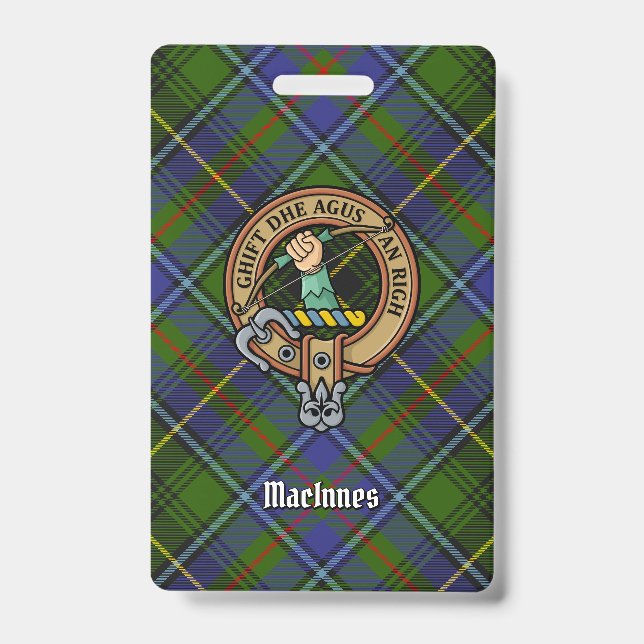 Clan MacInnes Crest over Tartan Badge (Front)