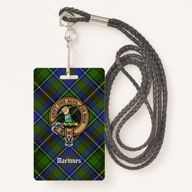 Clan MacInnes Crest over Tartan Badge (Front with Lanyard)