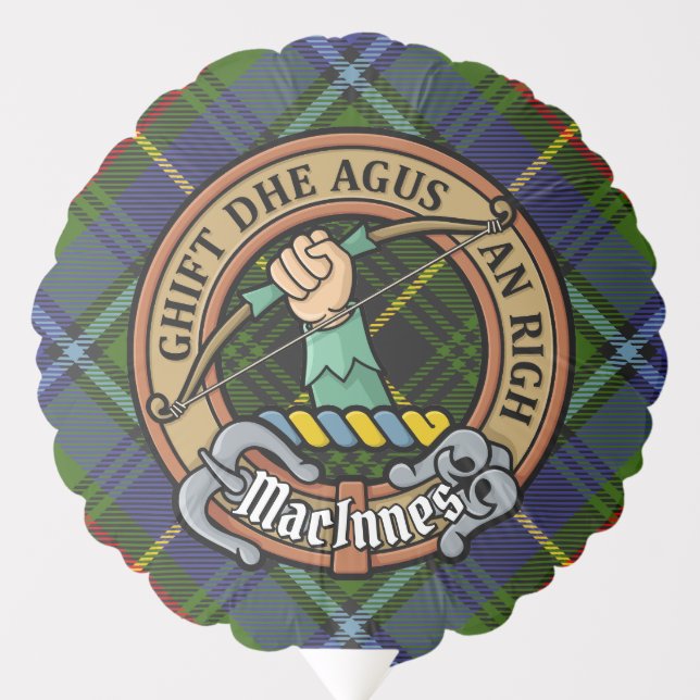 Clan MacInnes Crest over Tartan Balloon (Front)