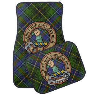 Clan MacInnes Crest over Tartan Car Floor Mat