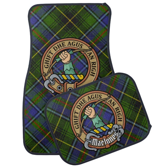 Clan MacInnes Crest over Tartan Car Floor Mat (Set)