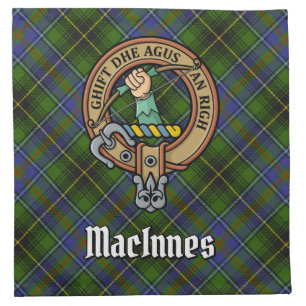 Clan MacInnes Crest over Tartan Cloth Napkin