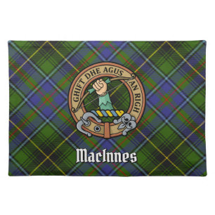 Clan MacInnes Crest over Tartan Cloth Placemat