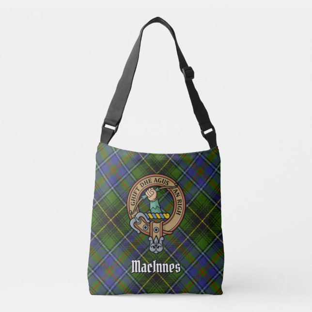 Clan MacInnes Crest over Tartan Crossbody Bag (Front)