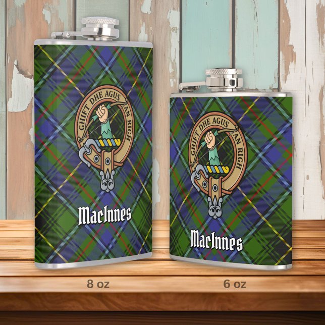 Clan MacInnes Crest over Tartan Flask (Creator Uploaded)