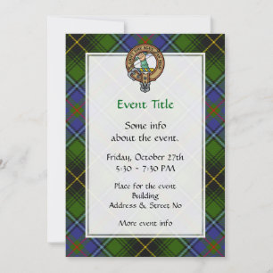 Clan MacInnes Crest over Tartan Invitation