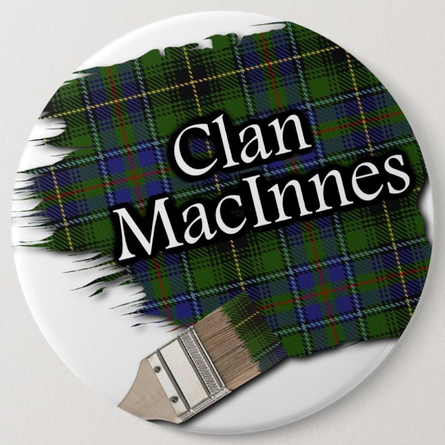 Clan MacInnes Tartan Paint Brush Button (Front)