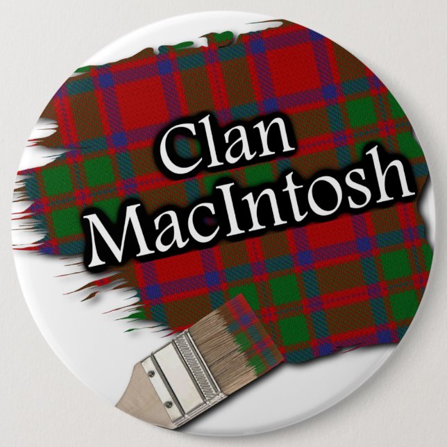 Clan MacIntosh Tartan Paint Brush Button (Front)