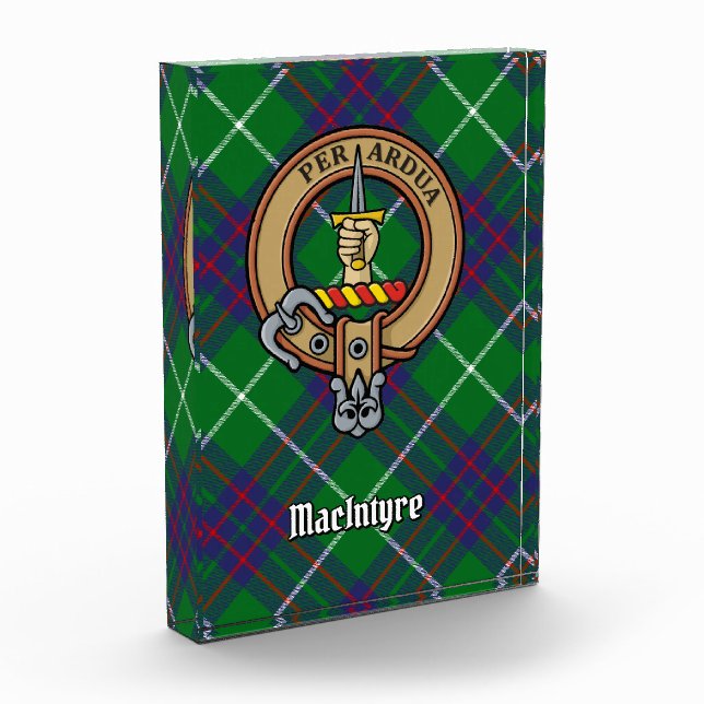 Clan MacIntyre Crest over Hunting Tartan Acrylic Award (Left)
