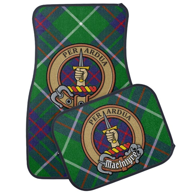 Clan MacIntyre Crest over Hunting Tartan Car Floor Mat (Set)