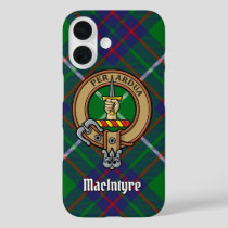 Clan MacIntyre Crest over Hunting Tartan iPhone 16 Case
