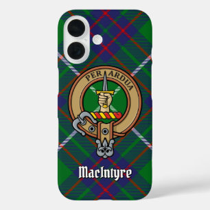 Clan MacIntyre Crest over Hunting Tartan iPhone 16 Case