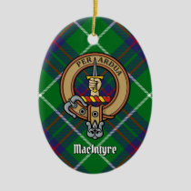 Clan MacIntyre Crest over Hunting Tartan Ceramic Ornament