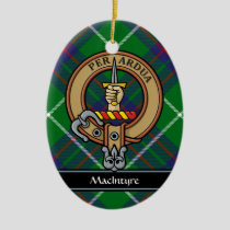 Clan MacIntyre Crest over Hunting Tartan Ceramic Ornament
