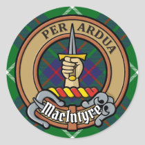 Clan MacIntyre Crest over Hunting Tartan Classic Round Sticker