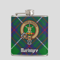 Clan MacIntyre Crest over Hunting Tartan Flask