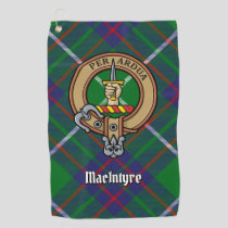 Clan MacIntyre Crest over Hunting Tartan Golf Towel