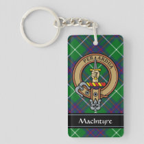 Clan MacIntyre Crest over Hunting Tartan Keychain