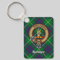 Clan MacIntyre Crest over Hunting Tartan Keychain