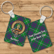 Clan MacIntyre Crest over Hunting Tartan Keychain