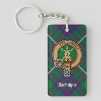 Clan MacIntyre Crest over Hunting Tartan Keychain