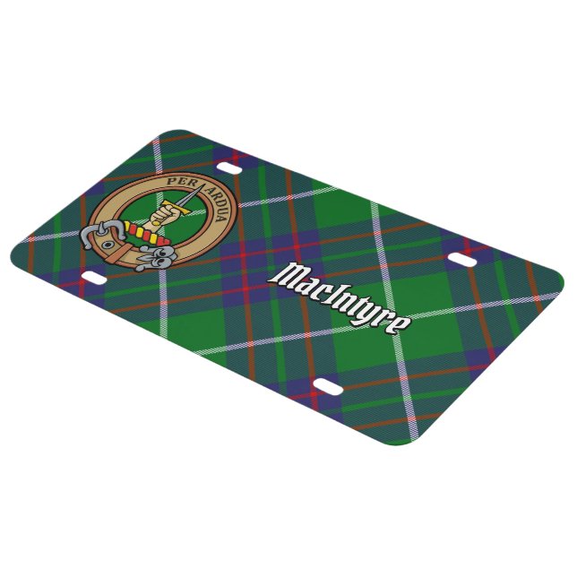 Clan MacIntyre Crest over Hunting Tartan License Plate (Side)
