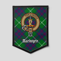Clan MacIntyre Crest over Hunting Tartan Pennant