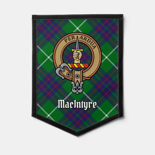 Clan MacIntyre Crest over Hunting Tartan Pennant (Front)