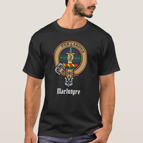 Clan MacIntyre Crest over Hunting Tartan T_Shirt