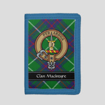 Clan MacIntyre Crest over Hunting Tartan Trifold Wallet