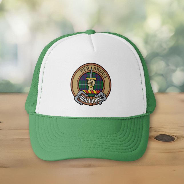 Clan MacIntyre Crest over Hunting Tartan Trucker Hat (Creator Uploaded)