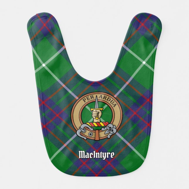 Clan MacIntyre Crest over Tartan Baby Bib (Front)