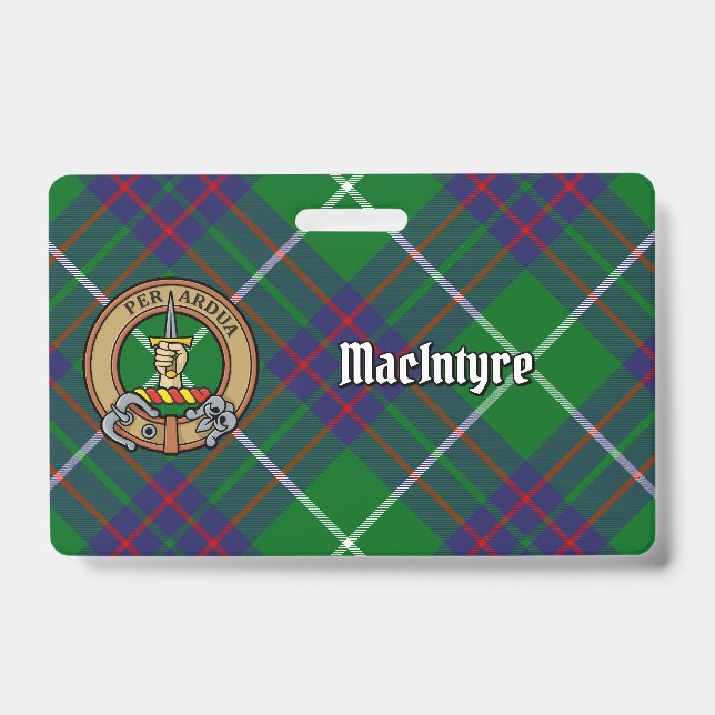 Clan MacIntyre Crest over Tartan Badge (Front)