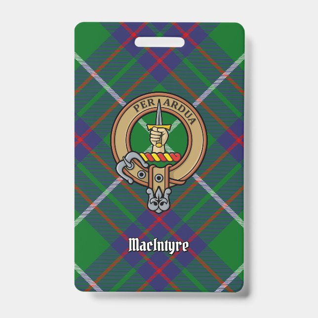 Clan MacIntyre Crest over Tartan Badge (Front)