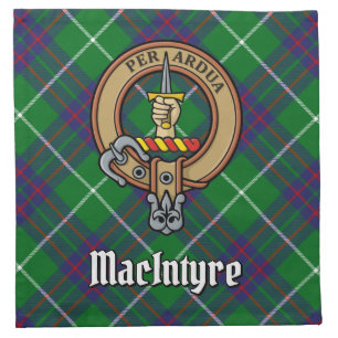 Clan MacIntyre Crest over Tartan Cloth Napkin