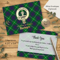 Clan MacIntyre Crest over Tartan Foil Invitation Postcard