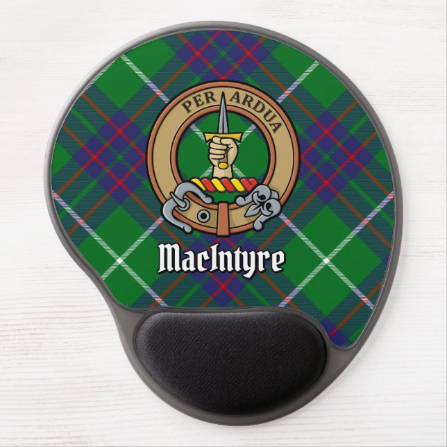 Clan MacIntyre Crest over Tartan Gel Mouse Pad (Front)