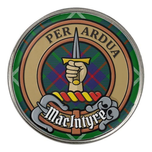 Clan MacIntyre Crest over Tartan Golf Ball Marker