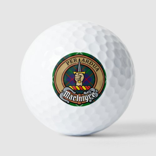 Clan MacIntyre Crest over Tartan Golf Balls