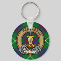 Clan MacIntyre Crest over Tartan Keychain