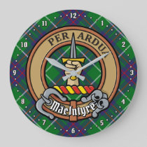 Clan MacIntyre Crest over Tartan Large Clock