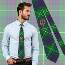Clan MacIntyre Crest over Tartan Neck Tie
