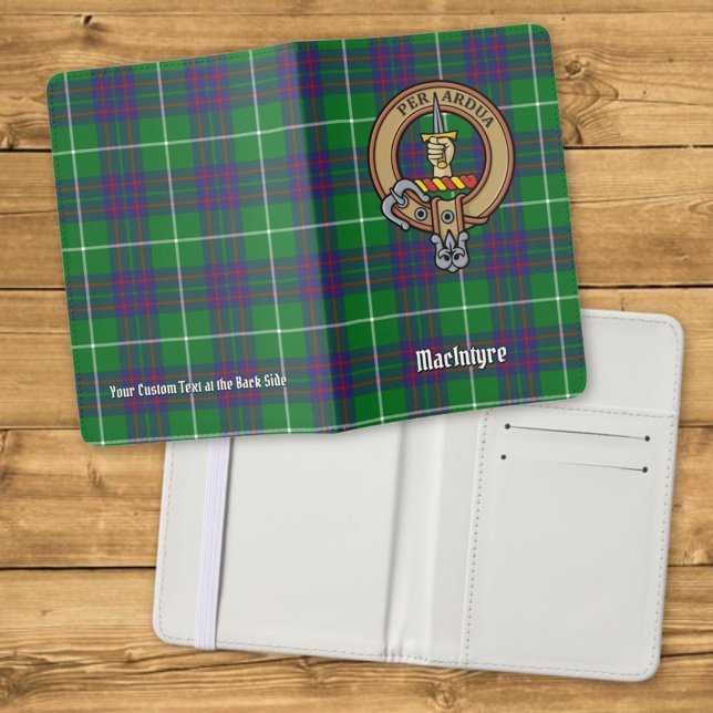 Clan MacIntyre Crest over Tartan Passport Holder (Creator Uploaded)