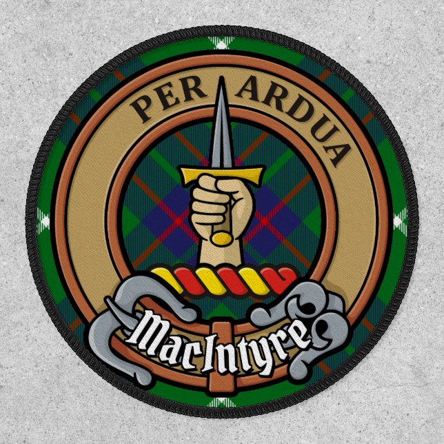 Clan MacIntyre Crest over Tartan Patch (Front)