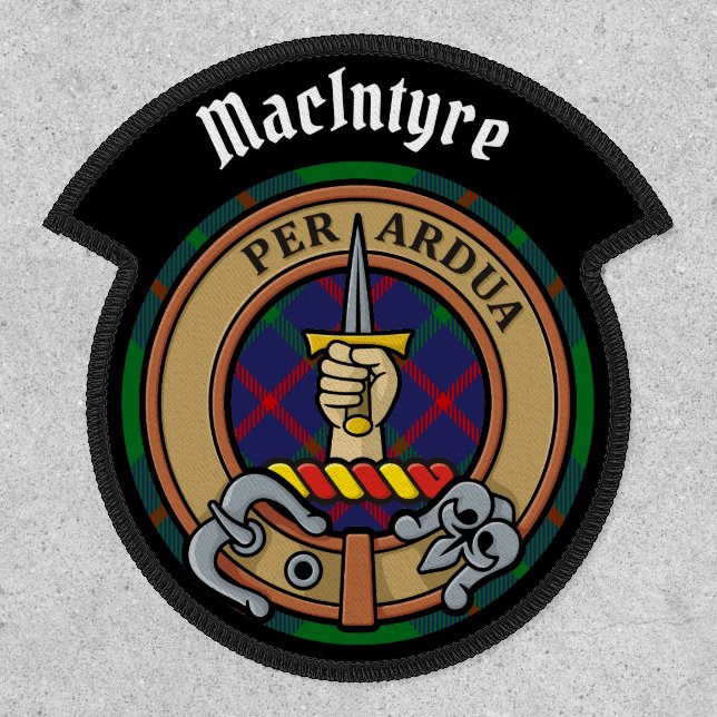 Clan MacIntyre Crest over Tartan Patch (Front)