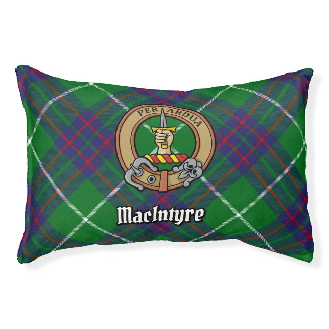 Clan MacIntyre Crest over Tartan Pet Bed (Front)