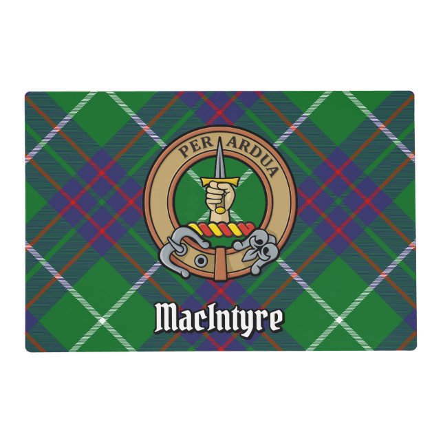 Clan MacIntyre Crest over Tartan Placemat (Front)