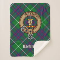 Clan MacIntyre Crest over Tartan Sherpa Blanket